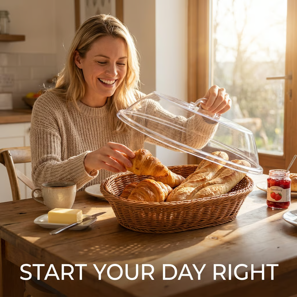 🧺 Woven Food Preservation Basket with Clear Lid