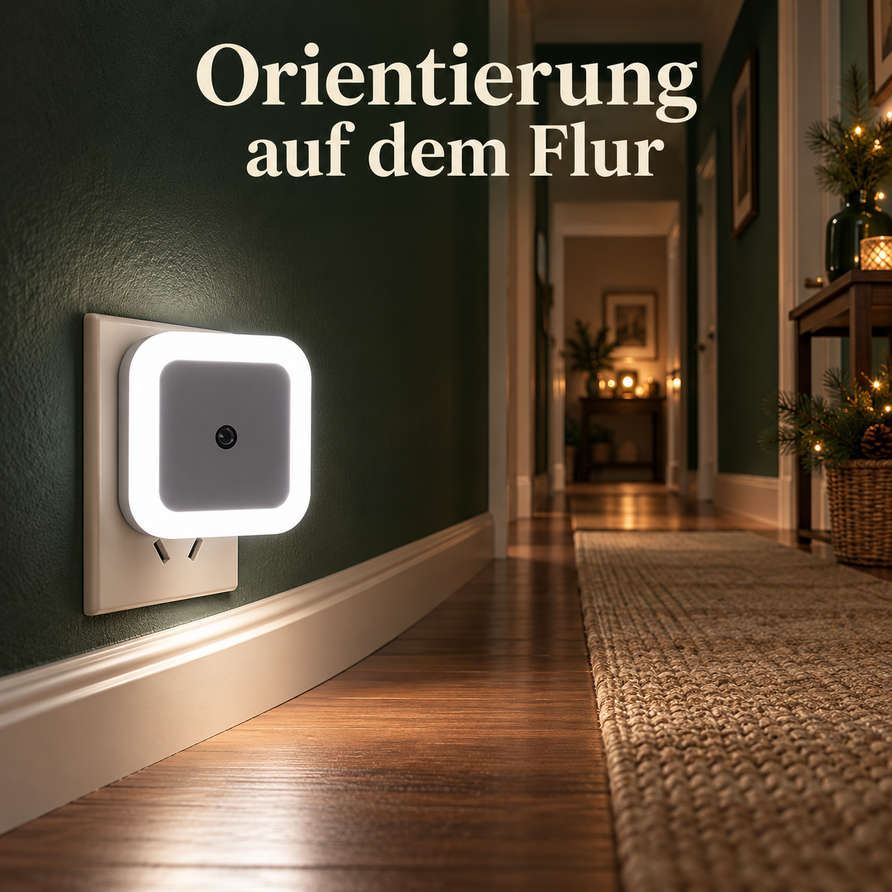 Weißes lichtgesteuertes Nachtlicht: Im Flur