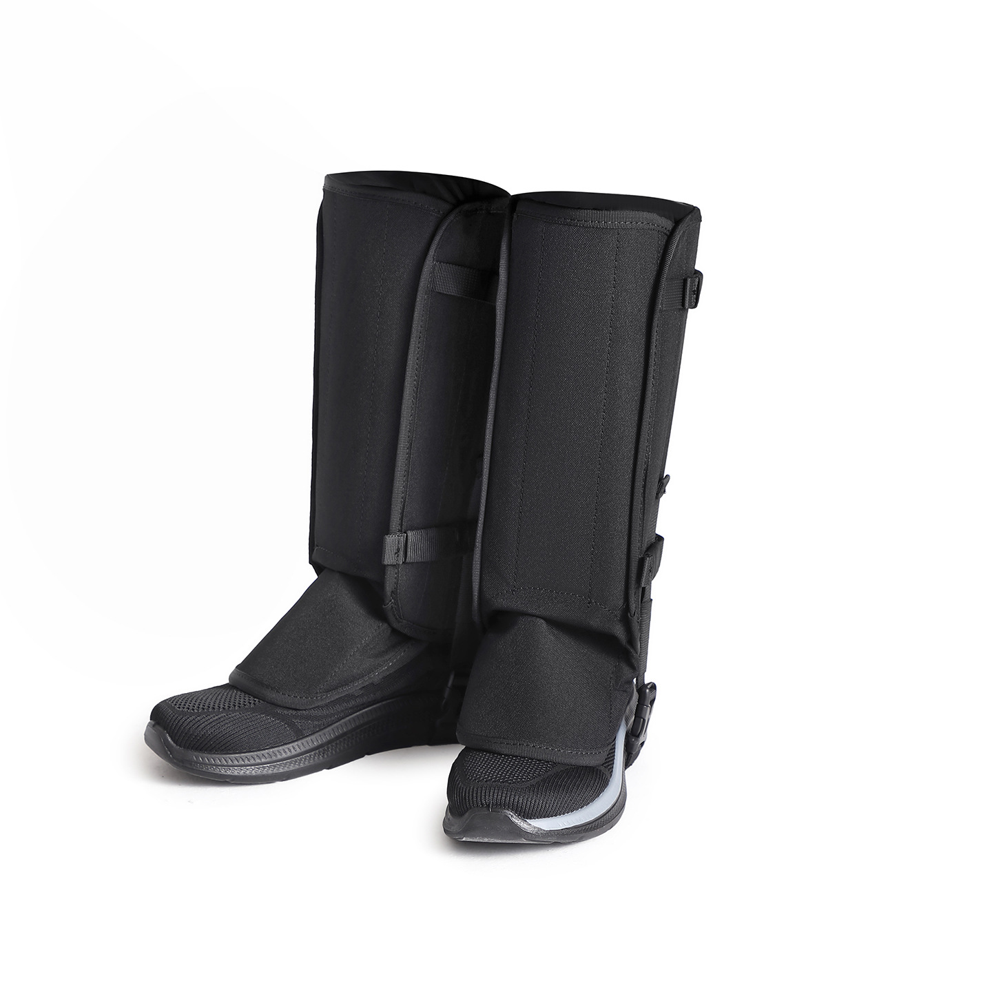 Black gaiters, shown over separate footwear