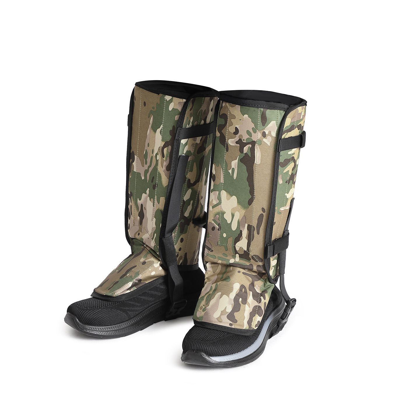 Camouflage gaiters, shown over separate footwear