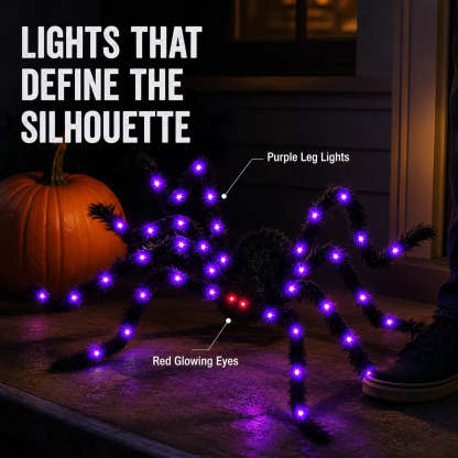 Purple leg lights and red glowing spider eyes