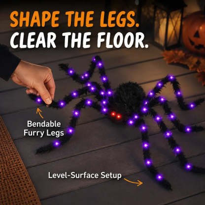 Bendable furry spider legs being shaped by hand