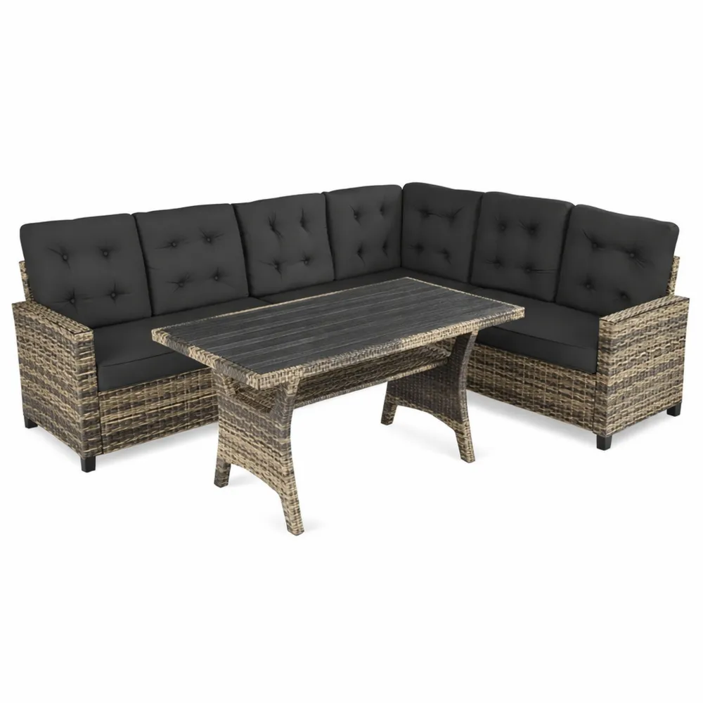 Ensemble de Jardin en Rotin avec Table et Canapé 6 Places