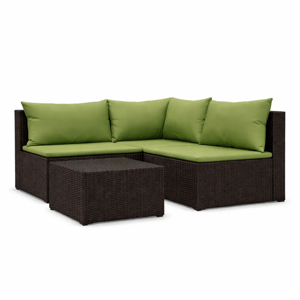 Ensemble de Mobilier de Jardin en Résine Tressée avec Coussins