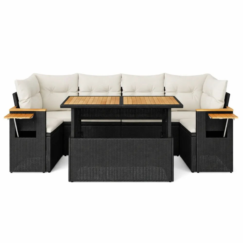 Ensemble Salon de Jardin en Résine Tressée et Bois