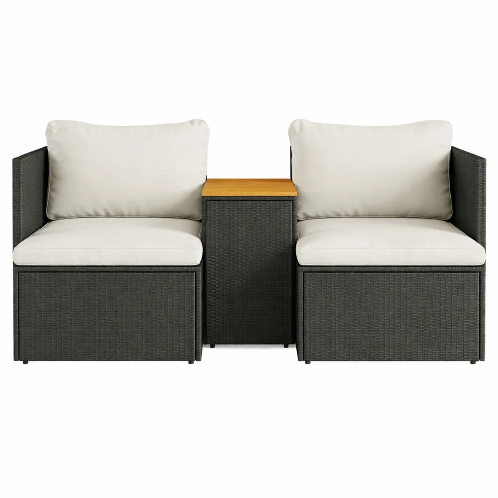 Ensemble de Salon de Jardin avec Coussins, 5 Pièces, Canapés avec Poufs