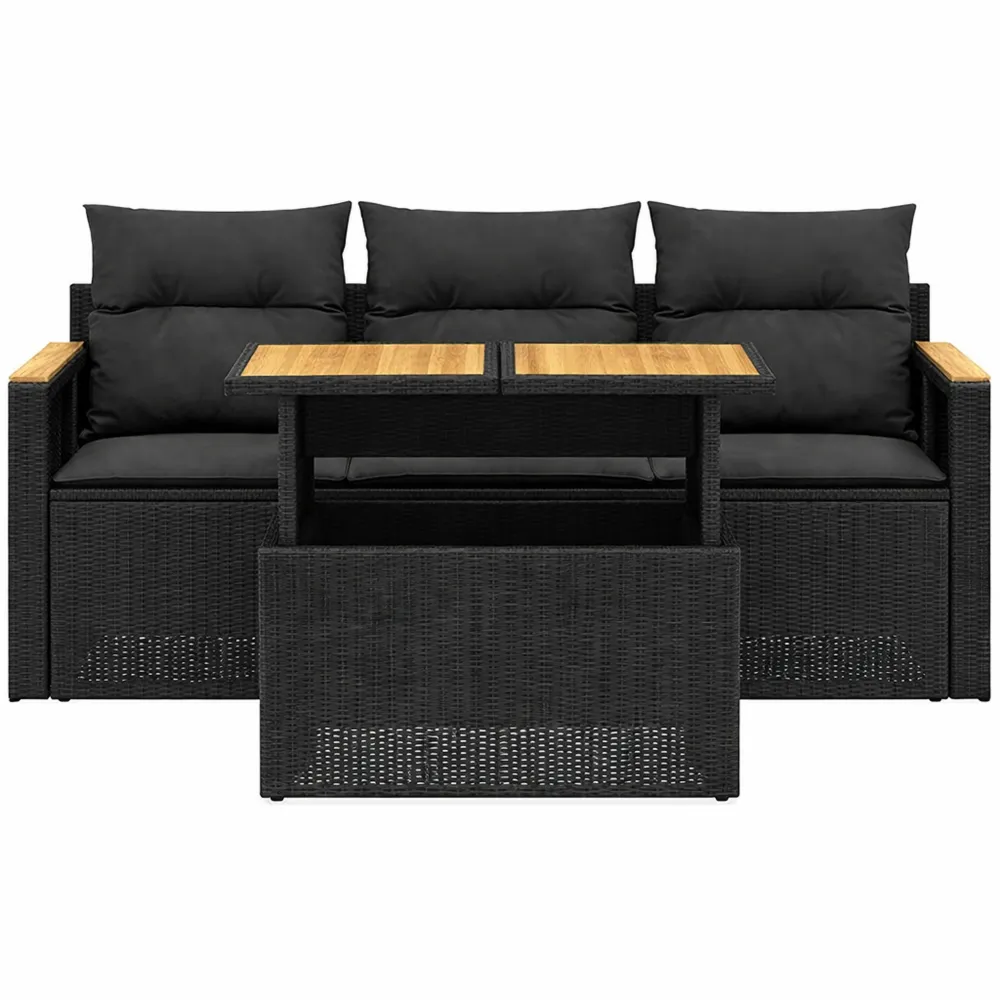 Ensemble de Jardin 5 pièces en Résine Tressée avec Coussins