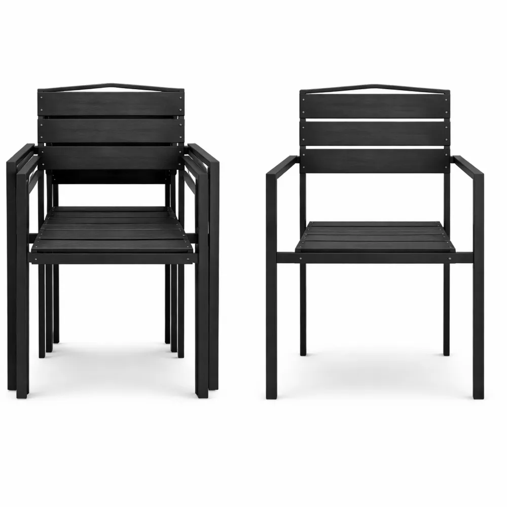 Chaises extérieures empilables en métal et HDPE pour terrasse