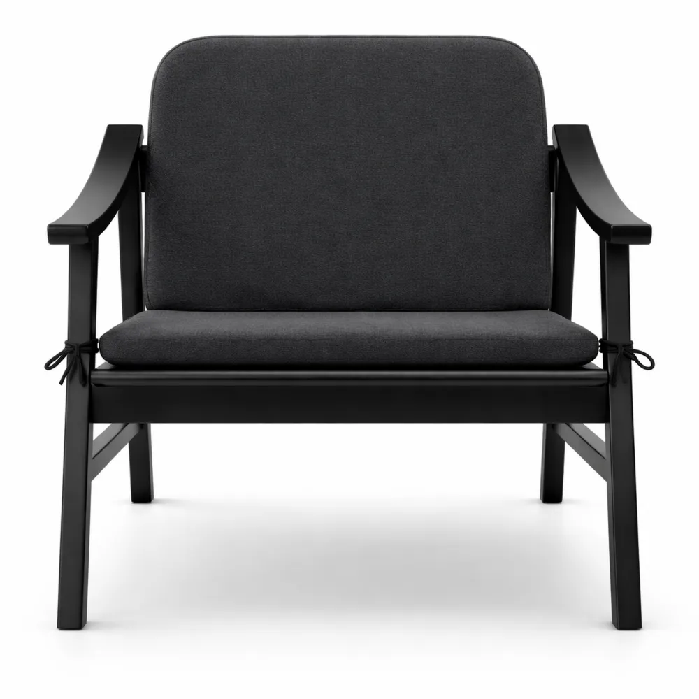 Chaise avec Accoudoirs pour Jardin en Bois et Rotin, Coussin Inclus