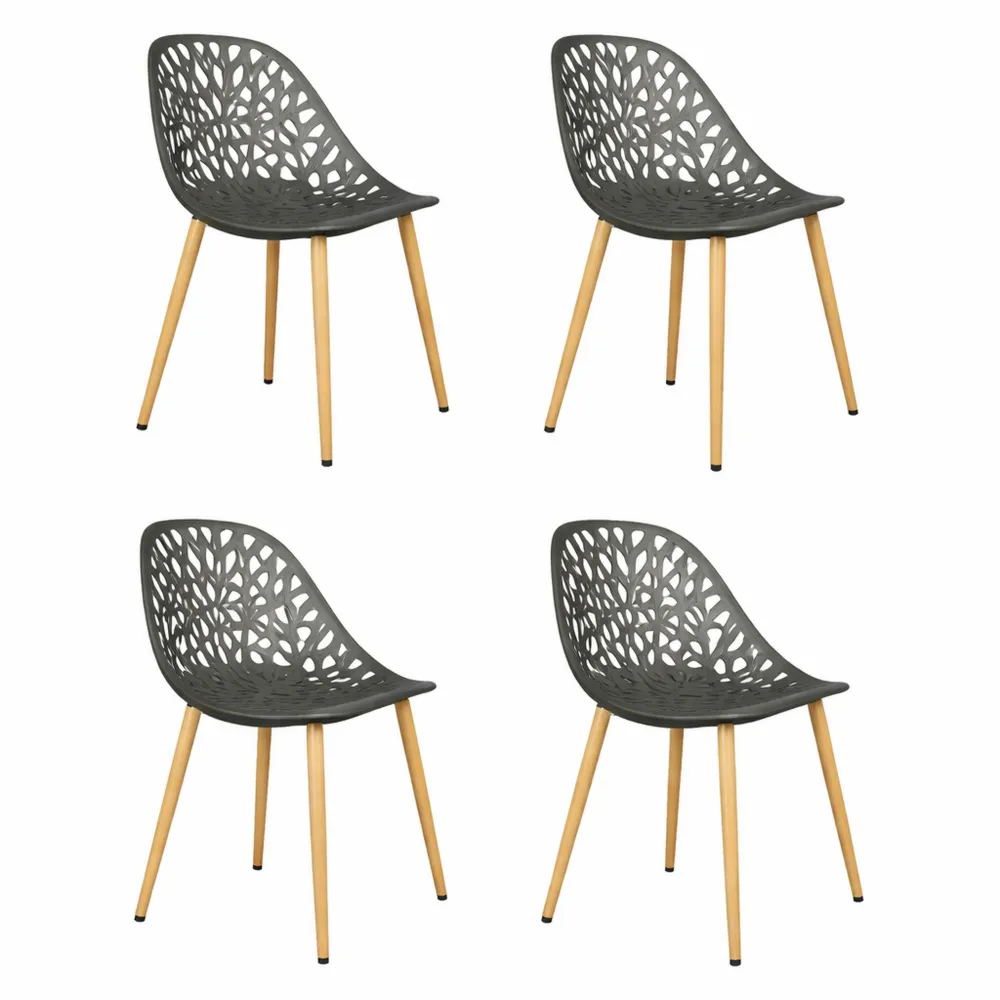 Lot de 4 chaises vertes pour extérieur, confortables et modernes