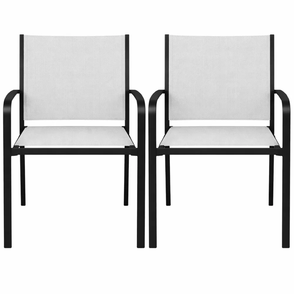 Chaise de jardin empilable avec accoudoirs pour extérieur