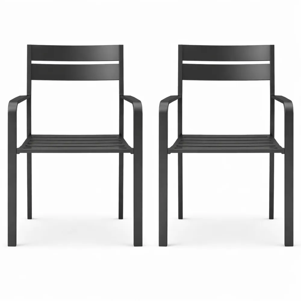 Chaises empilables extérieures avec accoudoirs en aluminium