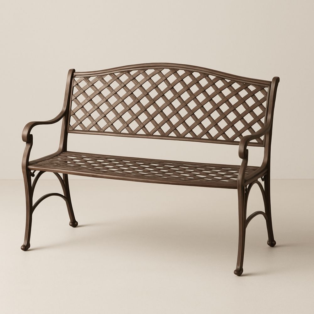 Banc de Jardin en Aluminium Marron Treillis 122 cm