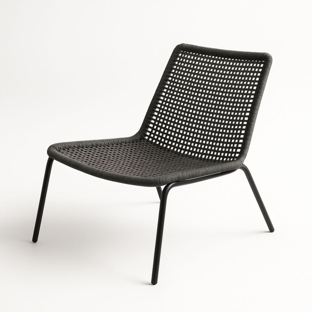 Chaise Corde Polypropylène Noir Cadre Acier