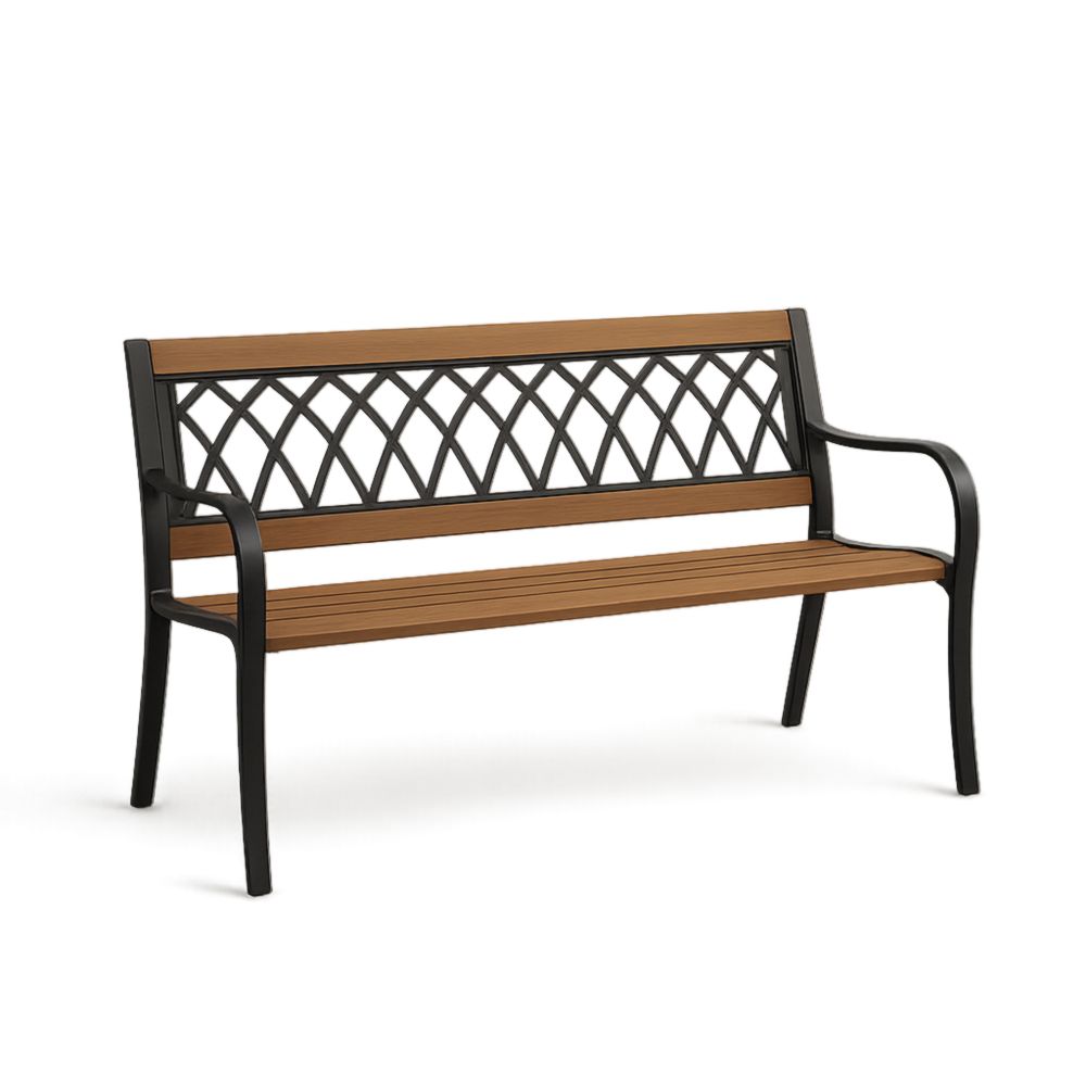 Banc de jardin en métal et bois 120x55x75 cm
