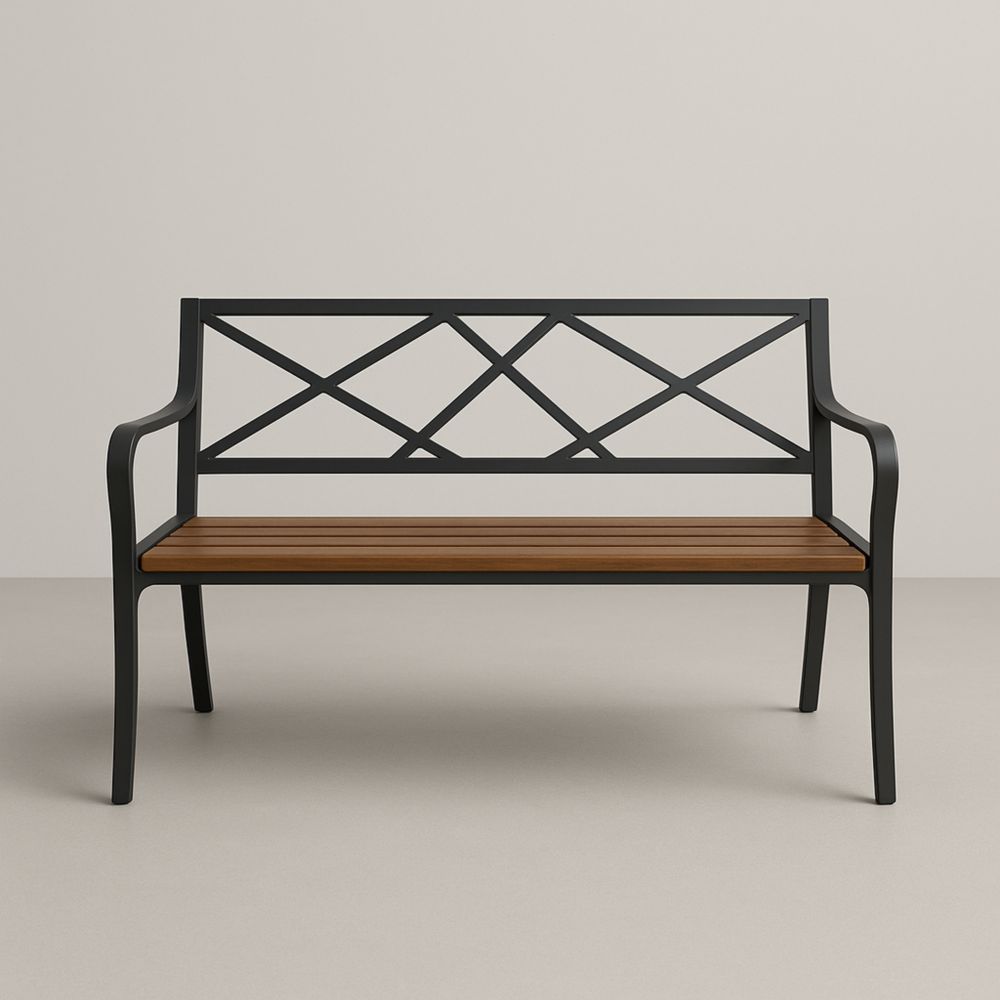 Banc de jardin en métal et bois 120 cm
