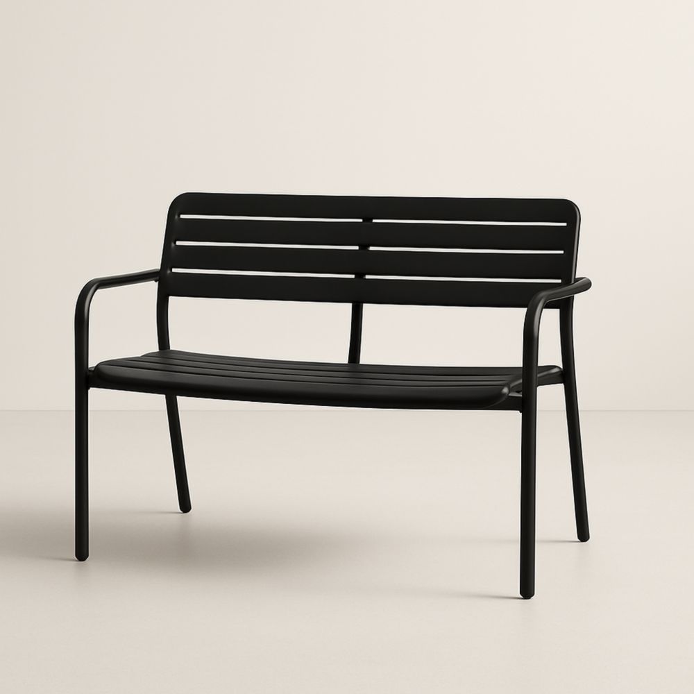Banc extérieur en métal noir 120x60x80 cm