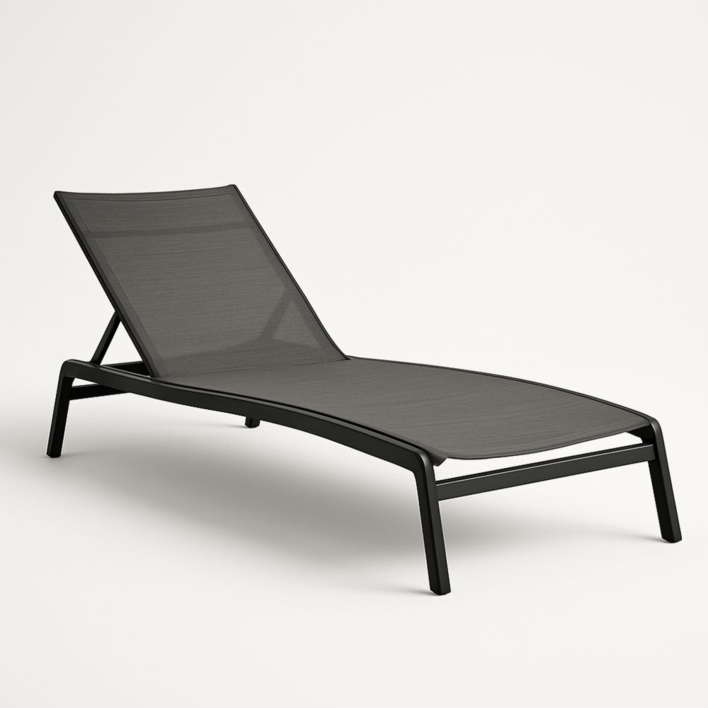 Bain de soleil en aluminium et textilène Noir 195cm