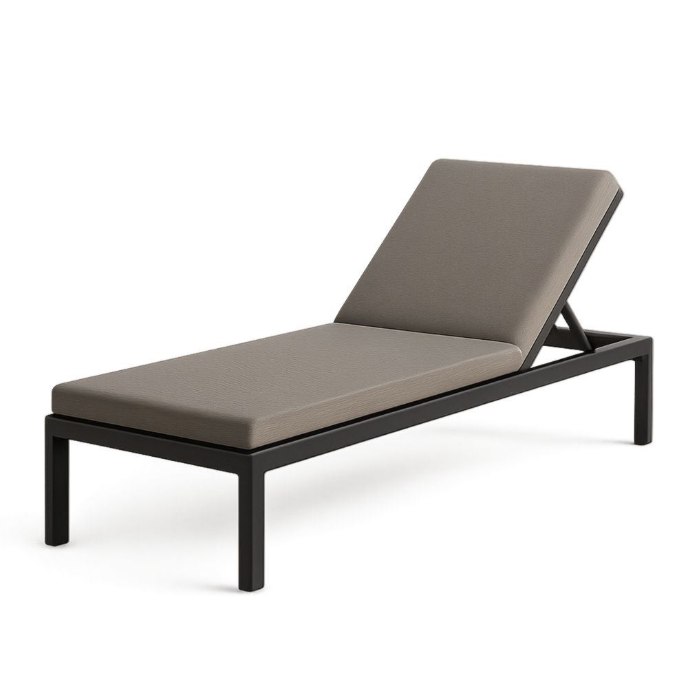 Chaise longue d'extérieur aluminium marron avec coussin polyester