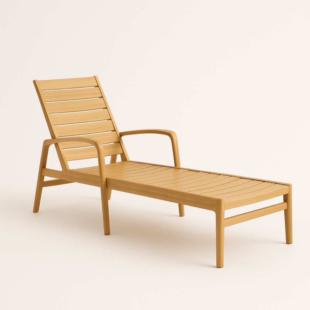 Chaise longue en bois réglable Marron clair