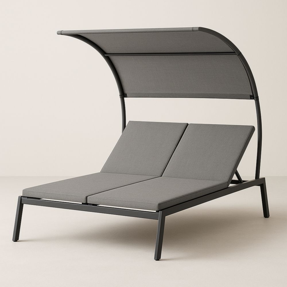 Transat Double en Aluminium et Polyester Gris