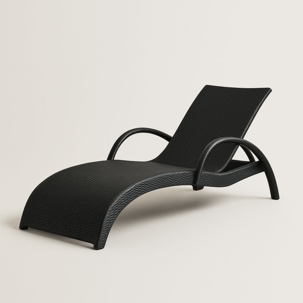 Chaise Longue Courbée Résine Noire 205 cm