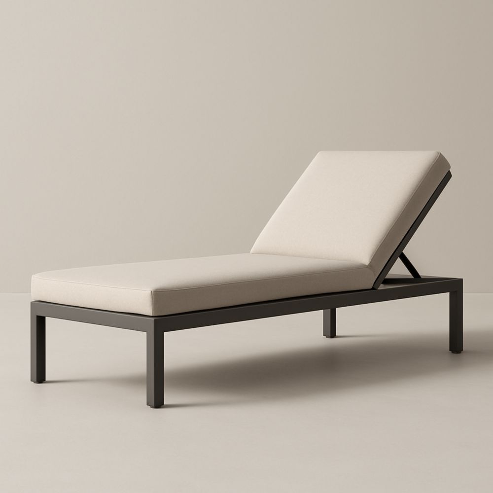 Chaise Longue Réglable en Aluminium et Tissu Beige