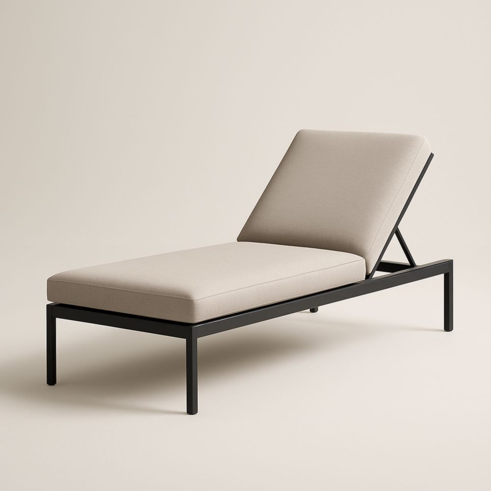 Chaise longue en métal avec coussin en polyester réglable