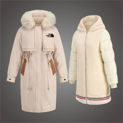 Parker cotton jacket winter mid-length fur collar velvet two-piece set