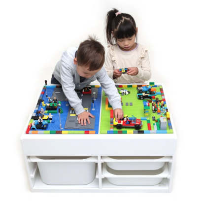 Multifunctional Children's Play Table - with Swivel Top and Storage Boxes