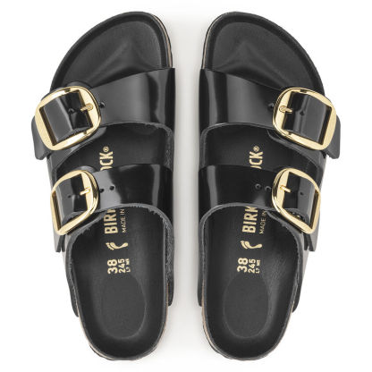 Arizona Big Buckle Natural Leather Patent High Shine Black