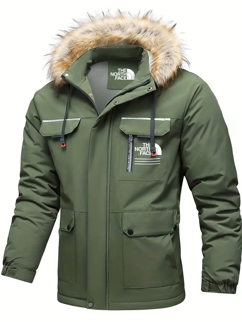 2025 TNF-Sweat à capuche tendance avec fourrure, veste décontractée avec poches