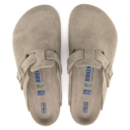 Birketthhnstock Boston Soft Footbed Suede Leather  Faded Khaki