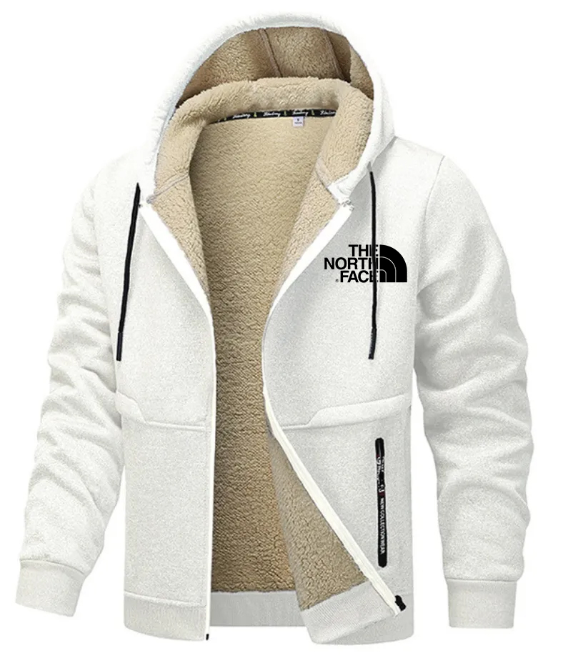 2025 TNF-Men's Fleece Jacket Side Pocket with Zipper Casual Hoodie