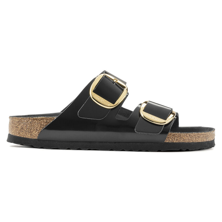 Arizona Big Buckle Natural Leather Patent High Shine Black