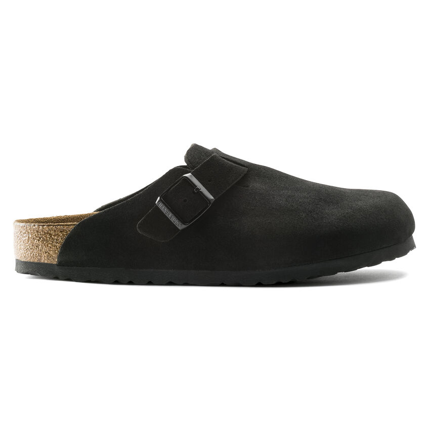 Birketthhnstock Boston Soft Footbed Suede Leather Black