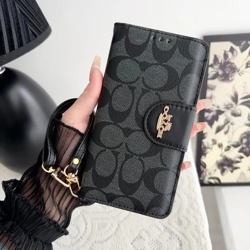Cothtach iPhone Case Leather Flip Case with Card Holder Black