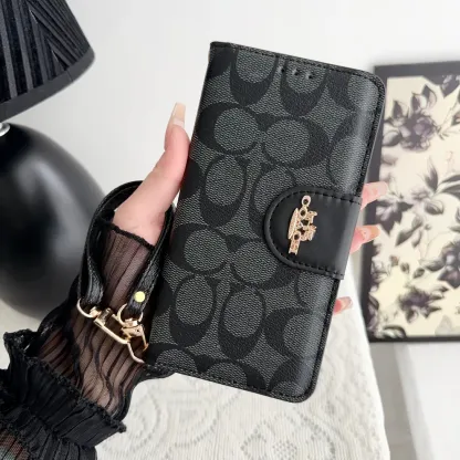 Cothtach iPhone Case Leather Flip Case with Card Holder Black