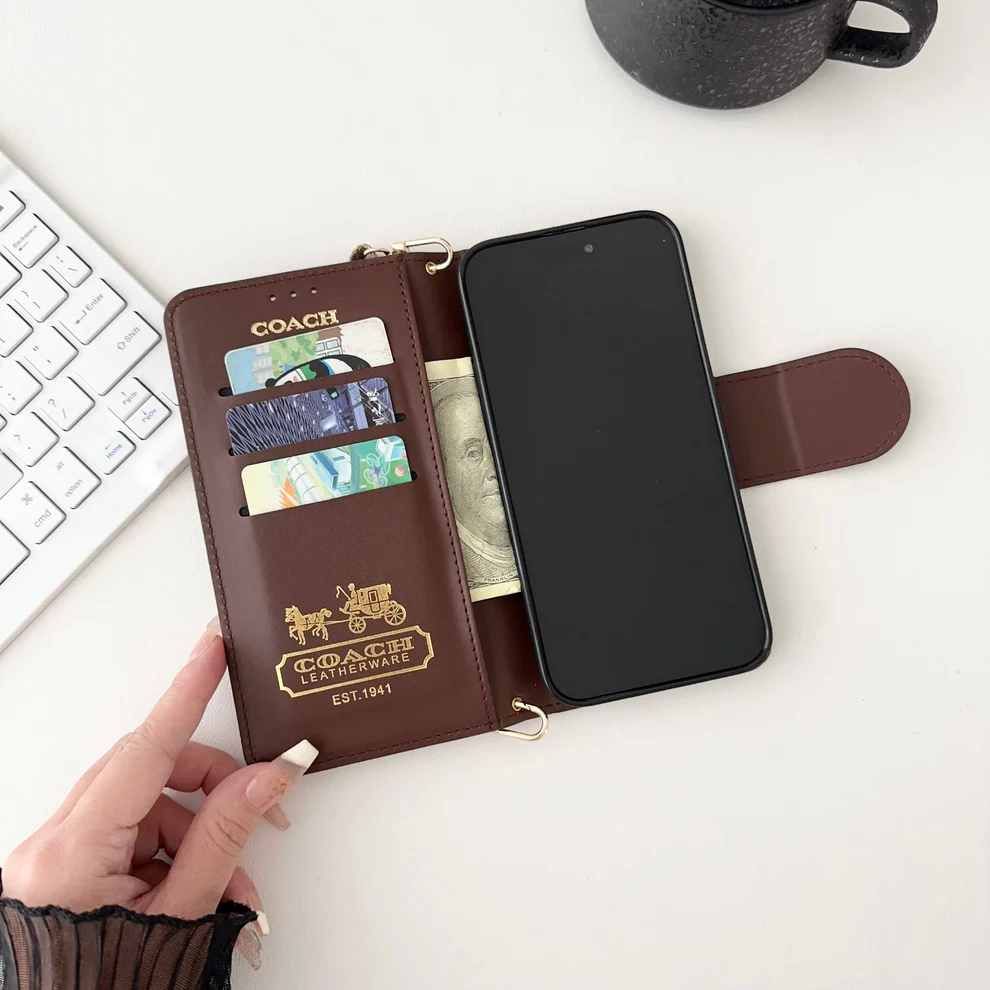Cothtach iPhone Case Leather Flip Case with Card Holder Black