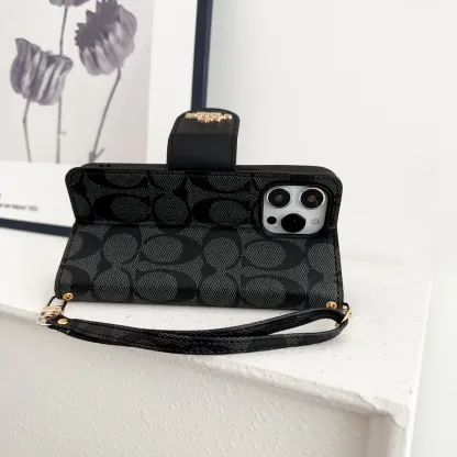 Cothtach iPhone Case Leather Flip Case with Card Holder Black