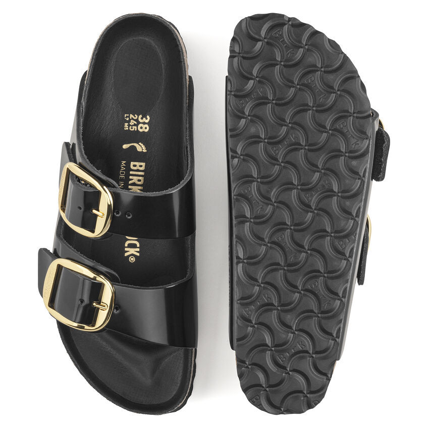 Arizona Big Buckle Natural Leather Patent High Shine Black