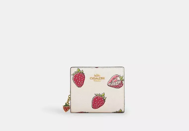 Snap Wallet With Strawberry Print