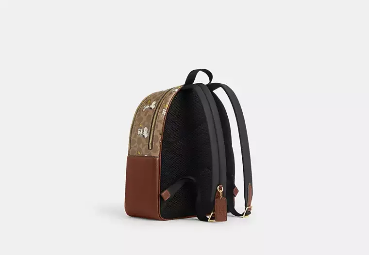 Coach X Peanuts Court Backpack In Signature Canvas With Snoopy Print