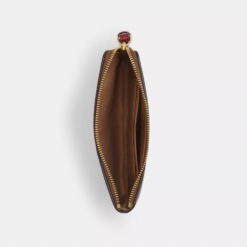 Corner Zip Wristlet In Signature Canvas With Cherry Print