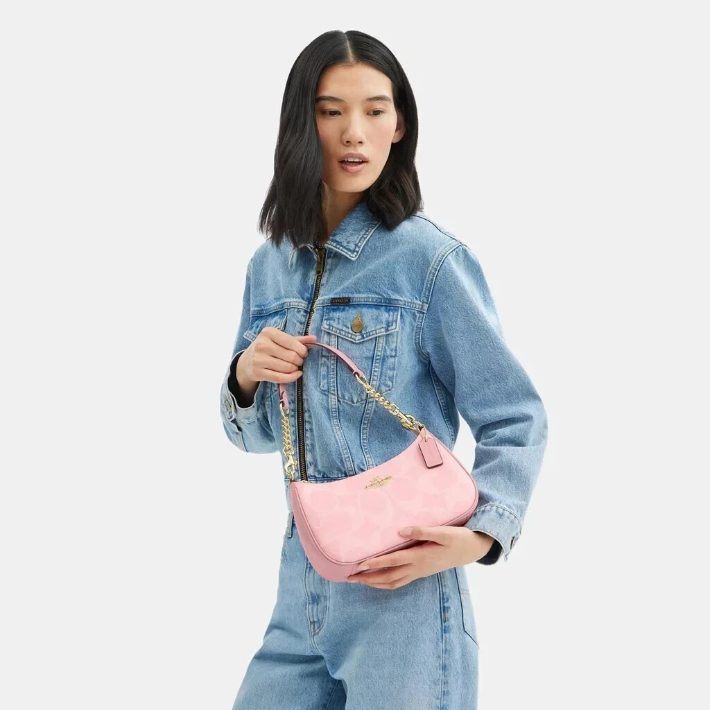 COACH Teri Shoulder Bag In Signature Canvas Powder Pink