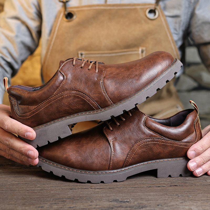 2025 new men's retro Derby shoes casual outdoor men's shoes British style