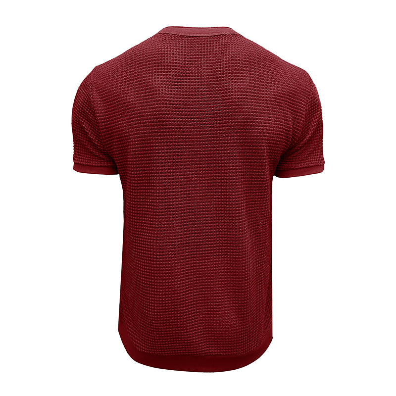 Men's Short-Sleeved Textured Knit Henley T-Shirt Pullover