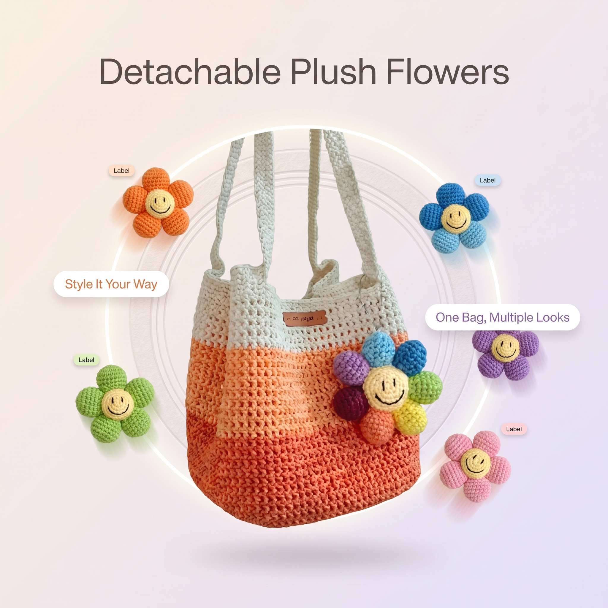 HANDCRAFTED CROCHET STRIPED BAG