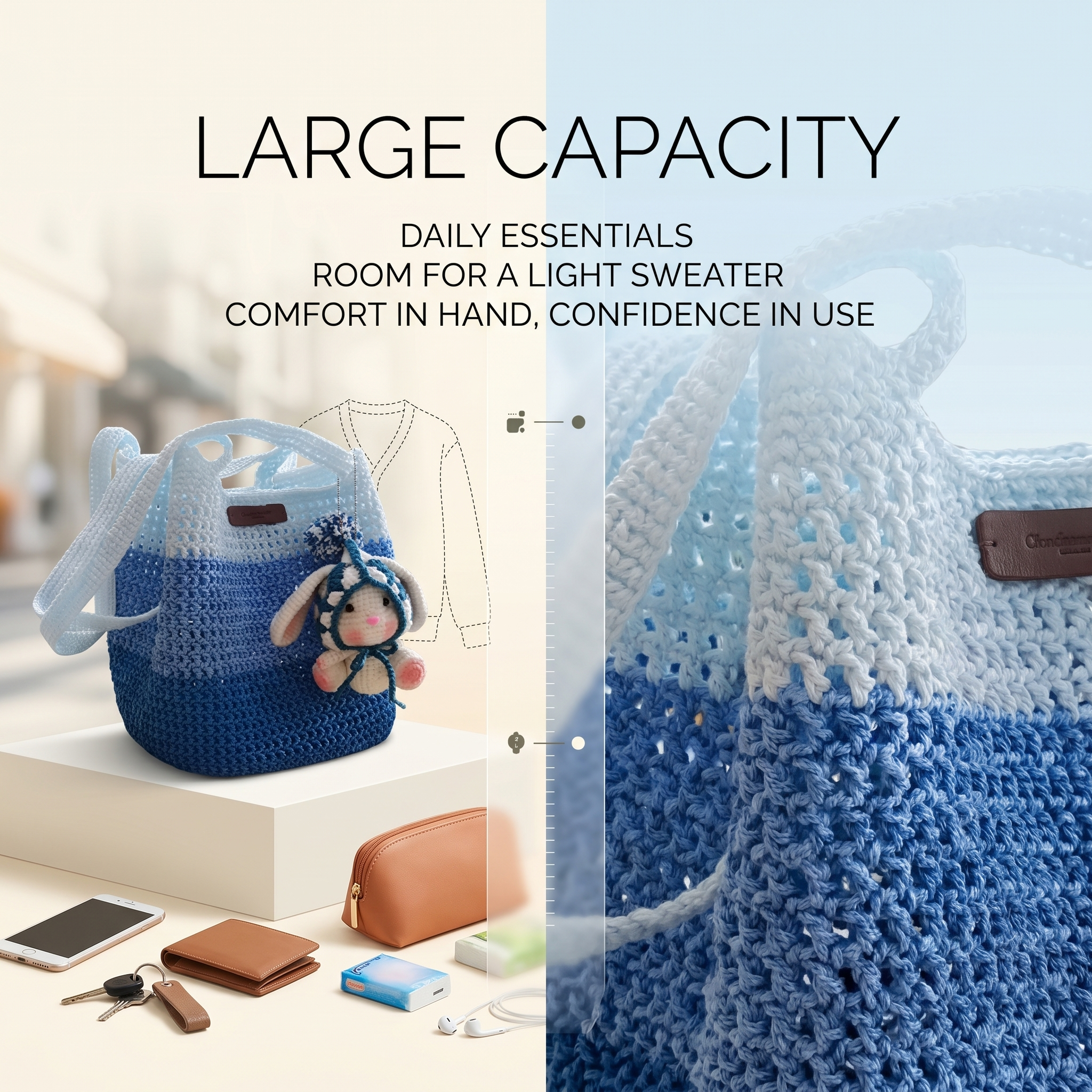 HANDCRAFTED CROCHET STRIPED BAG