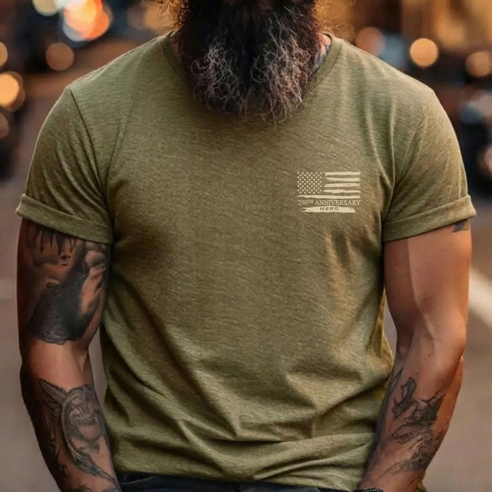 Hero Company Men's 250 Years Of Freedom Military Green Tee 
